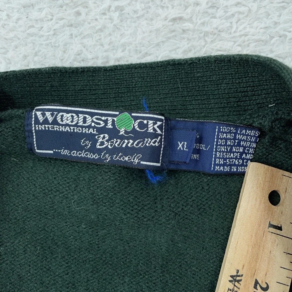 Vtg Woodstock International by Bernard Sweater Mens M Green Lambswool Cardigan‎